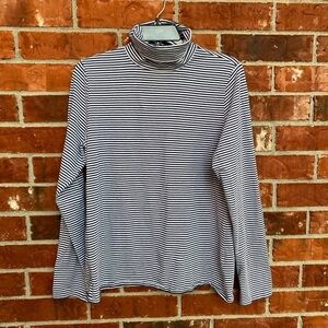 J. Jill Womens Large Blue White Stripe Turtle Neck Long Sleeve Top